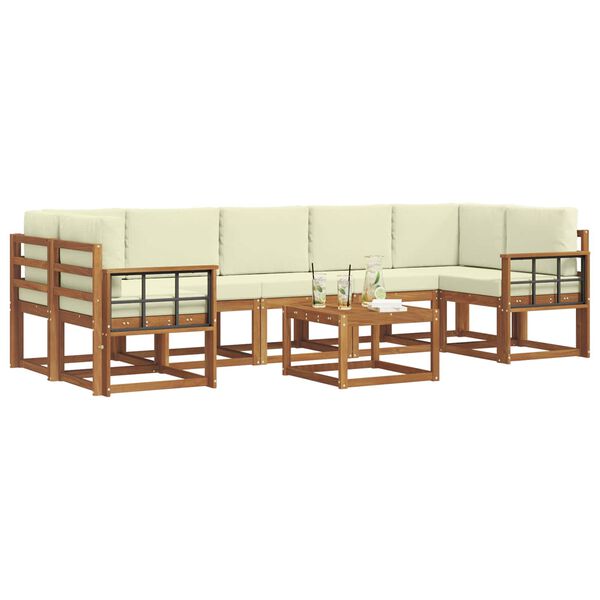 vidaXL Outdoor-Sofagarnitur mit Kissen 8 pcs Natur und Creme