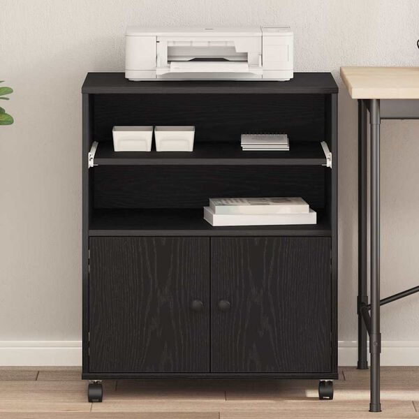 vidaXL Druckerständer Schwarz Eichen-Optik 60 x 48 x 74 cm