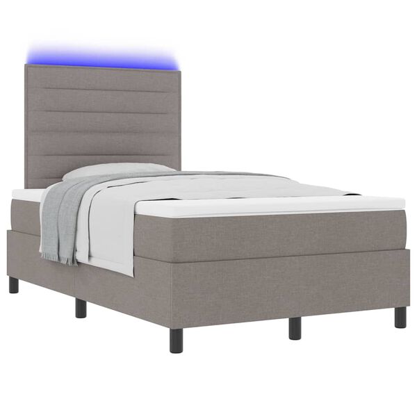 vidaXL Boxspringbett mit Matratze mit LED Taupe 120 x 200 cm Stoff