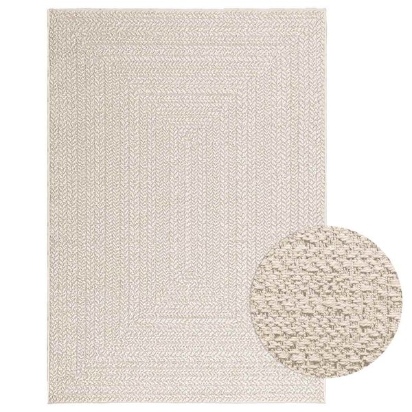 vidaXL Teppich ZIZUR Creme 120x170 cm Jute-Optik Indoor und Outdoor