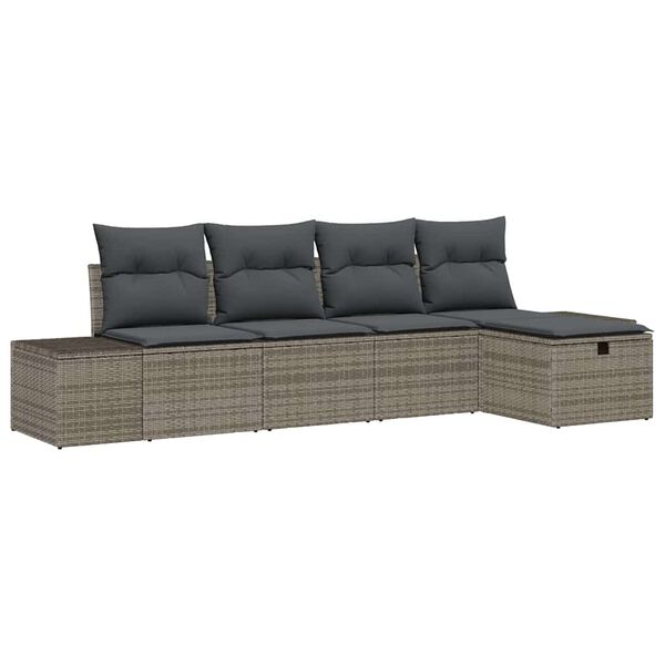 vidaXL Sofa Set mit Kissen 5 pcs Poly-Rattan