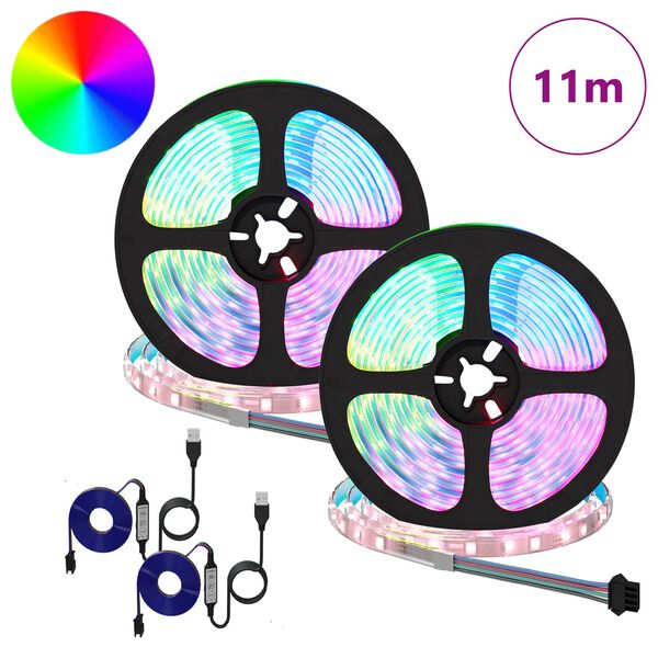 vidaXL LED Streifen 2 pcs Schwarz und Transparent 5500 mm