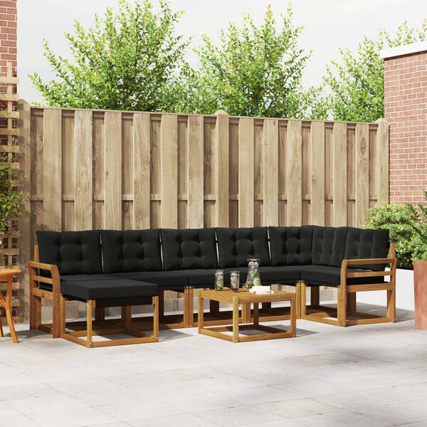 vidaXL Outdoor-Sofagarnitur mit Kissen 8 pcs Nat&uuml;rlich und Schwarz