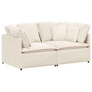 vidaXL Modulares Sofa mit Kissen Stoff in Lammwolloptik Creme