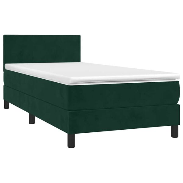 vidaXL Boxspringbett mit Matratze Dunkelgr&uuml;n 90x190 cm Samt