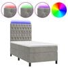 vidaXL Boxspringbett mit Matratze & LED Hellgrau 90x190 cm Samt