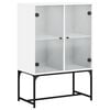 vidaXL Beistellschrank mit Glast&uuml;ren Wei&szlig; 69x37x100 cm