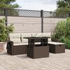 vidaXL 6-tlg. Garten-Sofagarnitur mit Kissen Braun Poly Rattan