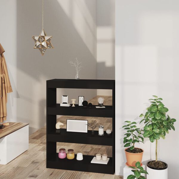 vidaXL B&uuml;cherregal/Raumteiler Schwarz 80x30x103 cm Holzwerkstoff
