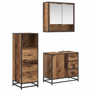 vidaXL Badezimmerm&ouml;bel-Set mit Schubladen 3 pcs Altholz Holzwerkstoff