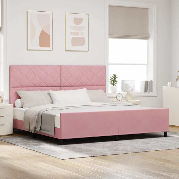 vidaXL Boxspringbett mit Kopfteil Rosa 200 x 200 cm Samt