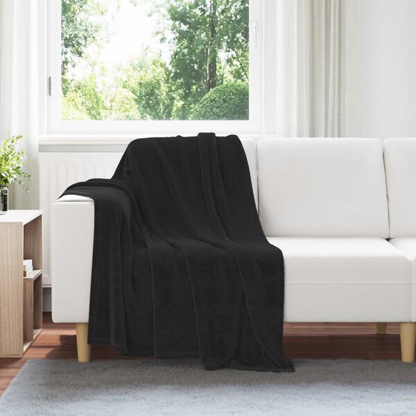 vidaXL &Uuml;berwurfdecke Schwarz 130 x 150 cm Fleece