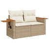 vidaXL 8-tlg. Garten-Sofagarnitur mit Kissen Beige Poly Rattan Akazie