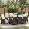 vidaXL Garten Essgruppe mit Kissen 9 pcs Schwarz Poly-Rattan