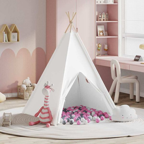 vidaXL Teepee Zelt Weiß 120 x 120 x 150 cm Stoff und Kunststoff