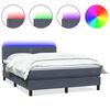 vidaXL Boxspringbett mit Matratze & LED Dunkelgrau 160x210 cm Samt
