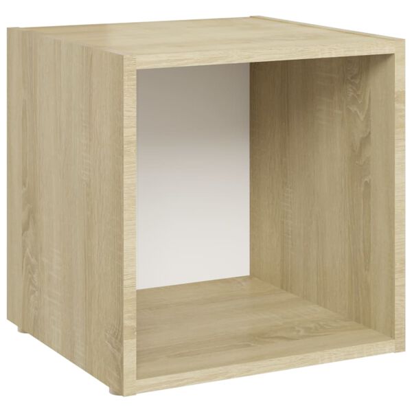 vidaXL 3-tlg. TV-Schrank-Set Wei&szlig; Sonoma-Eiche Holzwerkstoff