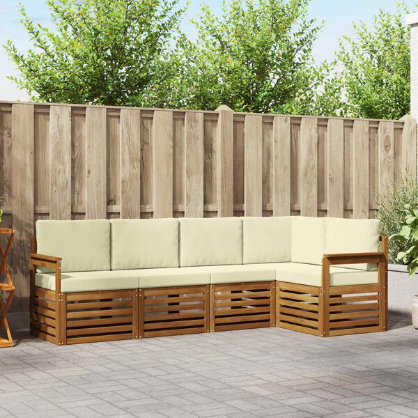vidaXL Sofagarnituren 5 pcs Natur und Creme Massivholz Akazie