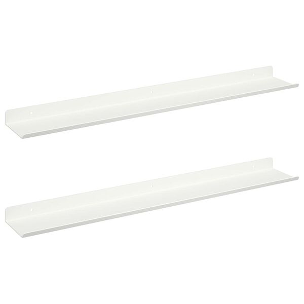 vidaXL Schwebendes Regal Wandmontiert 2 pcs Wei&szlig; 60 x 9 x 2,5 cm Stahl