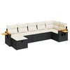 vidaXL 7-tlg. Garten-Sofagarnitur mit Kissen Schwarz Poly Rattan