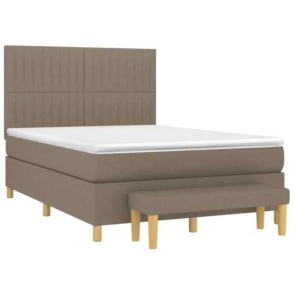 vidaXL Boxspringbett mit Matratze Taupe 140x200 cm Stoff