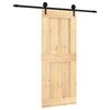 vidaXL Schiebet&uuml;r Nat&uuml;rlich und Schwarz 85 x 210 cm Massivkiefer
