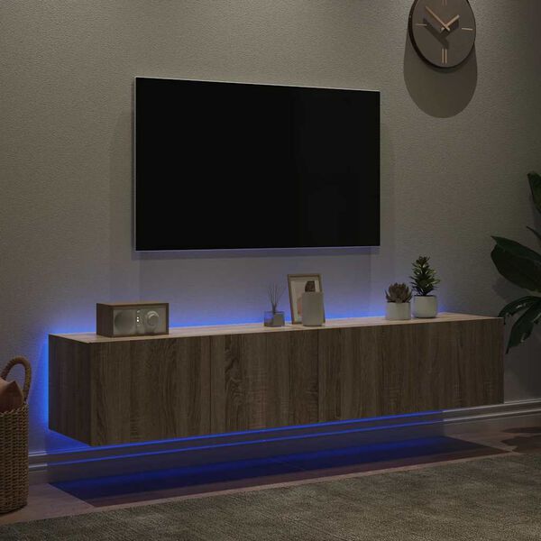vidaXL TV-Wandschr&auml;nke mit LED-Leuchten 2 Stk. Sonoma-Eiche 80x35x31cm