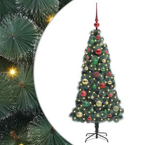 vidaXL K&uuml;nstlicher vorbeleuchteter Weihnachtsbaum mit Kugelset Gr&uuml;n