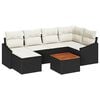 vidaXL Garten-Sofa-Set mit Kissen 7 pcs Schwarz Poly Rattan