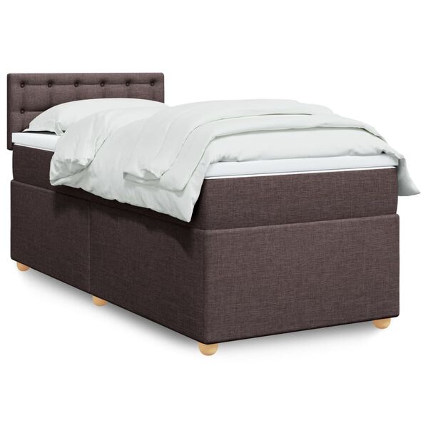 vidaXL Boxspringbett mit Matratze Dunkelbraun 90x200 cm Stoff