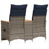 vidaXL Gartensofa Verstellbar 2-Sitzer mit Tisch Grau Poly Rattan