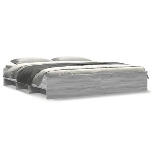 vidaXL Bettgestell Grau Sonoma 200x200 cm Holzwerkstoff