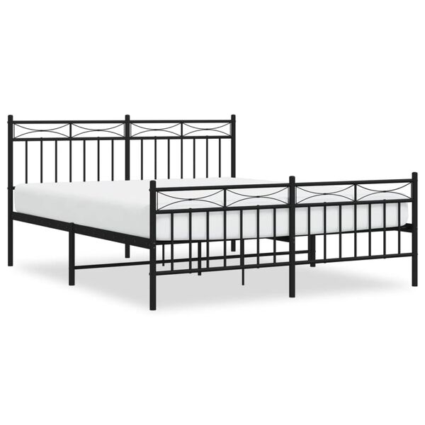 vidaXL Metallbett ohne Matratze mit Fu&szlig;teil Schwarz 160x200 cm
