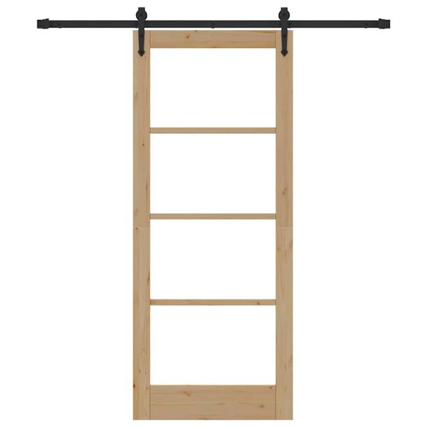 vidaXL Schiebet&uuml;r Natur 83 x 202 cm Massivholz Kiefer und Glas