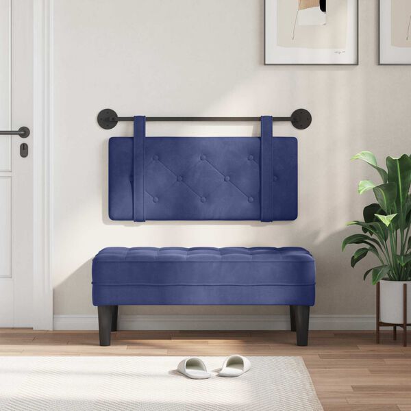 vidaXL H&auml;ngevorderseite Wandmontiert Polizeiblau 100 x 55 x 5 cm Samt