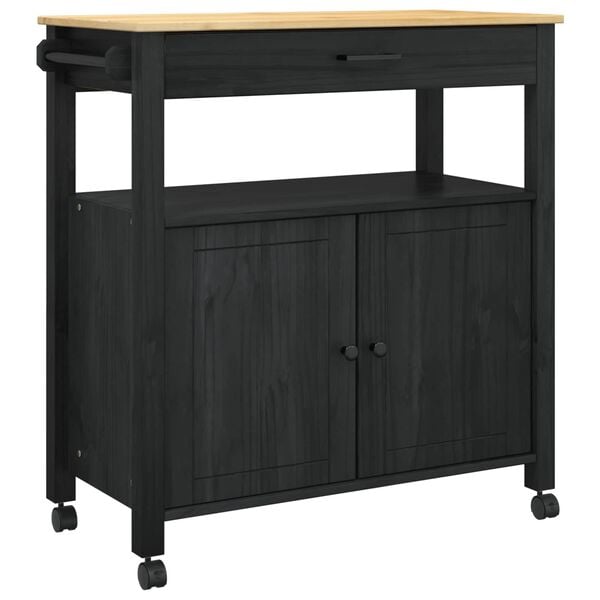 vidaXL Küchentrolley Uni Schwarz 88,5 x 40 x 48 cm