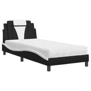vidaXL Bett "Viana" mit Matratze Schwarz und Wei&szlig; 80x200 cm Kunstleder