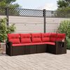 vidaXL 5-teiliges Gartensofa-Set mit Kissen, braun, Polyrattan