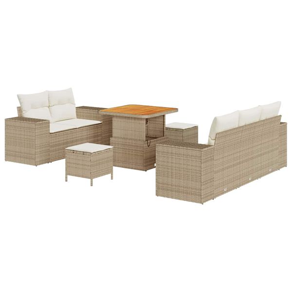 vidaXL Gartensofa-set mit Kissen 8 pcs Beige und Creme Poly Rattan