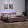 vidaXL Boxspringbett mit Matratze & LED Rosa 180x210 cm Samt