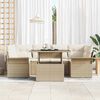 vidaXL Gartensofa-set mit Kissen mit Speicher 7 pcs Beige Poly Rattan