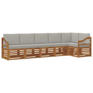 vidaXL Ecksofa Set 6 pcs Nat&uuml;rlich und Hellgrau Massivholz Akazie