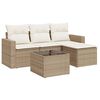 vidaXL 5-tlg. Garten-Sofagarnitur mit Kissen Beige Poly Rattan