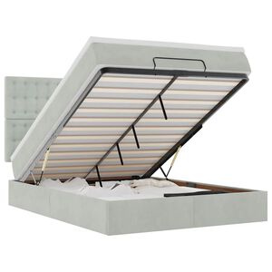 vidaXL Ottoman-Bett mit Matratzen Hellgrau 140x200 cm Samt
