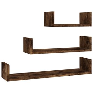 vidaXL Wandregale 3 Stk. R&auml;uchereiche Holzwerkstoff