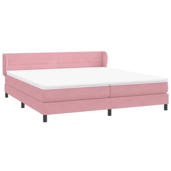 vidaXL Boxspringbett mit Matratzen Rosa 180x210 cm Samt