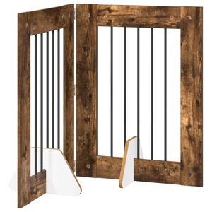 vidaXL Klappbares Hundetor mit St&auml;ndern 2 stk. R&auml;uchereiche 120,5 cm