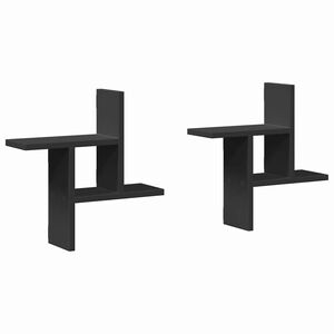 vidaXL Wandregale 2 Stk. Schwarz 38x12x38 cm Holzwerkstoff