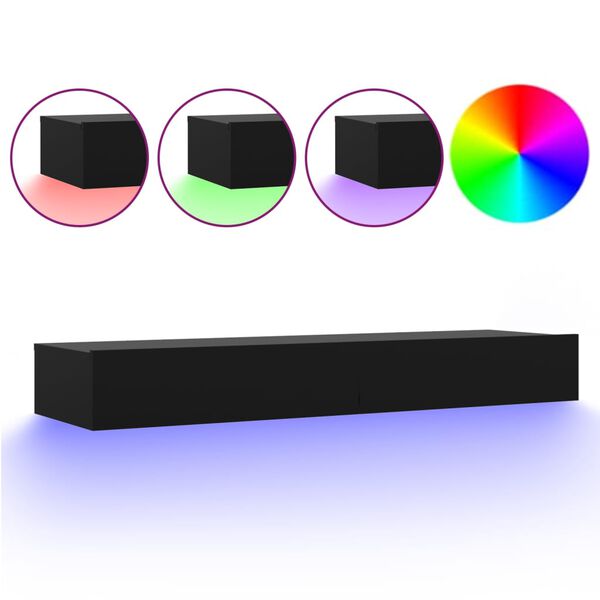 vidaXL TV-Schrank mit LED-Leuchten Schwarz 120x35x15,5 cm