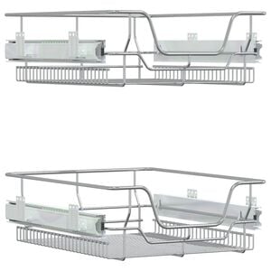 vidaXL K&uuml;chen-Drahtk&ouml;rbe 2 Stk. Ausziehbar Silbern 45 cm